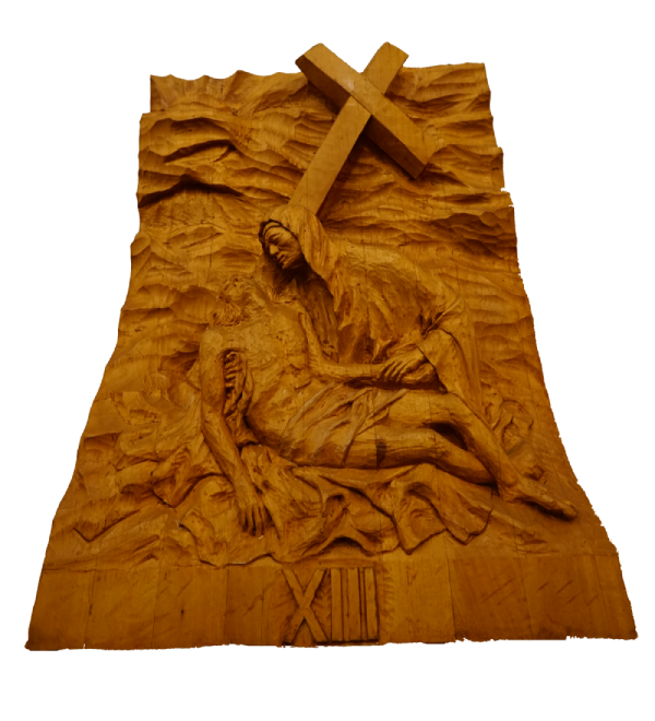 Handmade wooden carving of station 13