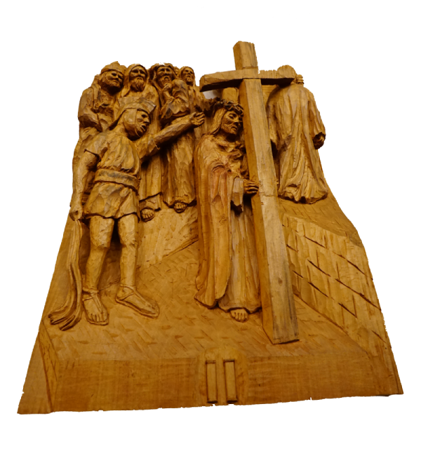 Handmade wooden carving of station 2